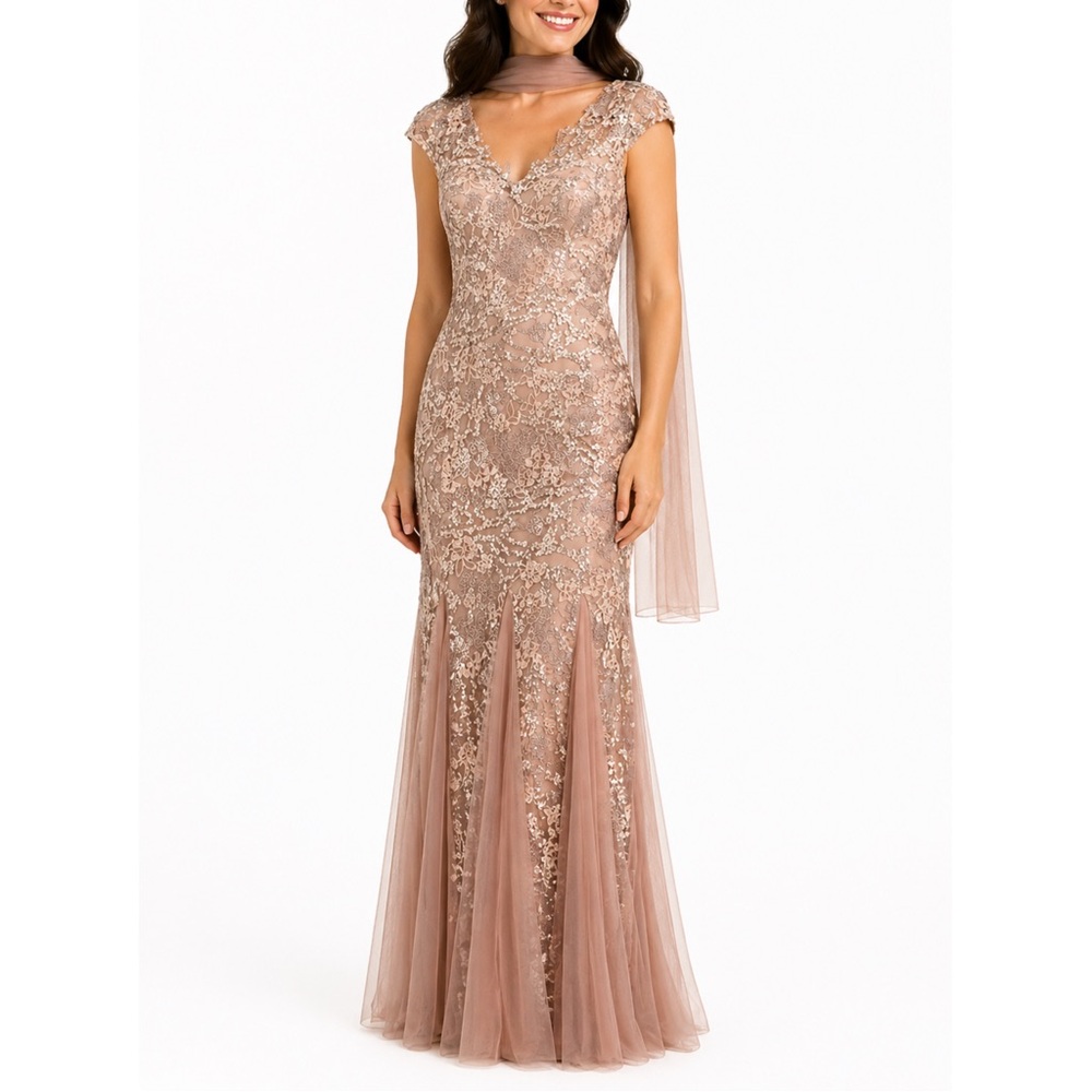 Alex Evenings Sequin Embroidered Gown